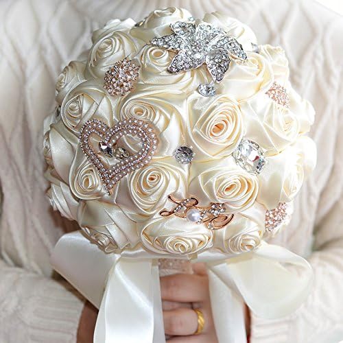 Jackcsale romantična vjenčanica drži bukete ruža s dijamantnom bisernom vrpcom Valentinovo Dan Bouquet Confession