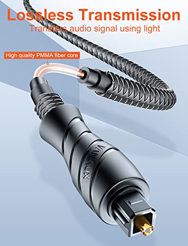 Vanaux optički digitalni audio kabel, 3ft toslink kabel [PMMA vlaknasti optički, pletena jakna] S/PDIF muški do muških kabela za hi-fi