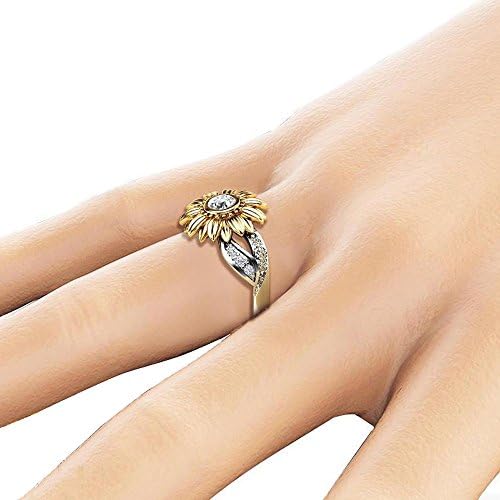 Ženski okrugli prsten od suncokreta u cvjetnoj nijansi dva prstena 925
