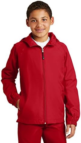 Sport Tek Raglan jakna s kapuljačom. Yst73 [odjeća] istinsko crveno