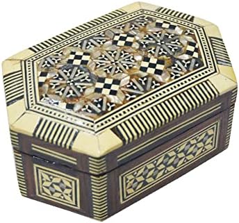 Set od 3 egipatske kutije različita mjerenja drveta s majkom bisera umetnice kako biste pohranili nakit i ukrasili svoj dom i ured