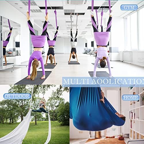 Skypharos 5,5 metara zračne svile joga set za ljuljanje - zračni joga viseći kit protiv gravitacije leti za fitness, nisko/ne rastezanje