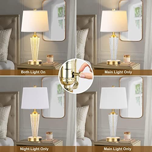 Stolne svjetiljke za dnevnu sobu s noćnim svjetlima, zlatne svjetiljke za spavaću sobu od 2 seta, moderna noćna stolna svjetiljka s