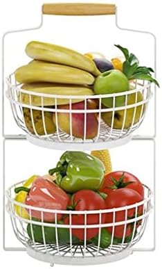 ; Uklonjiva košara za voće i povrće, stalak za odlaganje zdjela s drvenim prijenosnim žičanim organizatorom za kuhinjski pult