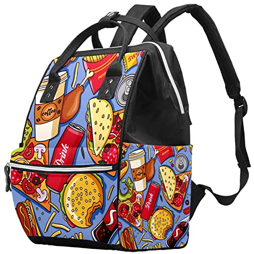 Američka ukusna masna hrana uzorka pelena torbica torbica mama ruksak veliki kapacitet pelena vrećica za njegu Putničke torba za brigu