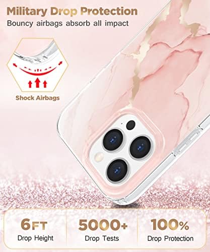 Togestar | Ružičasti iPhone 14 Pro Max Case za žene | 10ft kap testirano | Bežično punjenje | Mramorni uzorak tvrdi slučaj