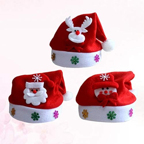 Crveni šešir Djeda Mraza 3pcs Crveni Božićni šešir Djed Mraz snjegović s uzorkom losa smiješni Šeširi za zabave odmor novogodišnji
