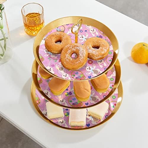 3-sloj stalak za cupcake zec sa uskrsnim jajima zabava poslužitelj hrane za prikaz voćnih deserta za ukrašavanje za vjenčanje, događaj,