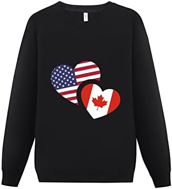 Muška majica sa zastavom Kanade i SAD-a, Majice od pamučne mješavine, pulover, majica s okruglim vratom s dugim rukavima, vrhovi