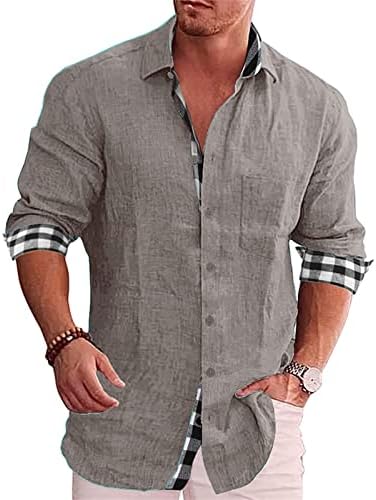 Muška vrećasta čvrsta jednostavna košulja od pamučne posteljine Osnovna gumba dolje lagana plaža bluza bluza poslovna haljina