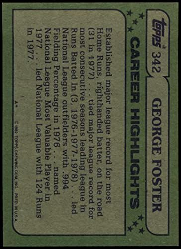 1982. Topps 342 A All-Star George Foster Cincinnati Reds NM/MT Reds