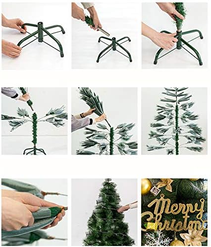 Dulplay Umjetno božićno drvce, lažno božićno drvce sa svjetlima u postolju 5 Flash Modus Solid Metal Noge Feel-Real Coldable-E 150