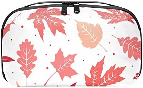 Ružičasta torba za šminkanje s uzorkom jesenskog lišća s patentnim zatvaračem, putni organizator ljepote za žene i djevojke