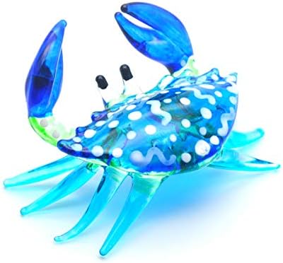 Witnystore 2½ duga plava rakova s ​​bijelim točkicama puhane staklene figurice morsko stvorenje kristal minijaturne životinje replika