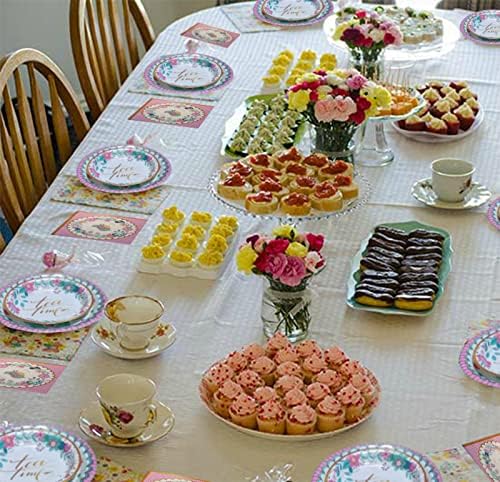 MaitianGuyou Tea Party pribor poslužuje 8, vintage cvjetni papir za zabave, salvete, čaše za čaše, pribor za proljeće vjenčanja rođendanska