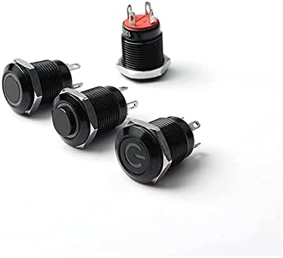 SNKB 12 mm vodootporni oksidirani prekidač za crne metalne gumbe s trenutnim zasunom LED svjetiljkom prekidač za struju 3V 5V 6V 12V