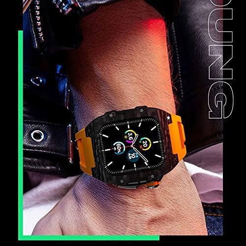 Houcy luksuzna legura od karbonskih vlakana set za Apple Watch Series 8, 45 mm gumeni pojas DIY okvir za modifikaciju okvira za IWatch