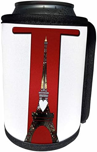 3Drose crveni monogram inicijal t s Eiffelovim tornjem - omotač za hladnjak za hladnjak