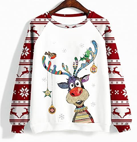 Ružni božićni vrhovi za žene smiješni slatki tisak košulje s dugim rukavima praznični novitet Xmas Creveck Twishillets džemper