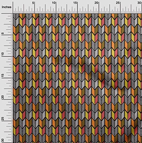 ; pamučna poplin Keper narančasta Tkanina geometrijski pribor za prošivanje tkanina za šivanje u dvorištu širine 56 inča-7242