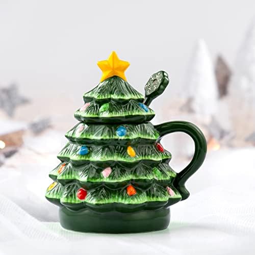 Gospodin božićna nostalgična šalica drveća s poklopcem i žlicom - zelena