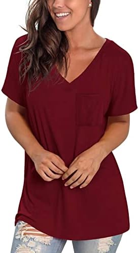 Tinejdžerice jesenje ljetne majice kratki rukav 2023 Odjeća Trendy Cotton v Neck casual bluza košulja za žene 93 93