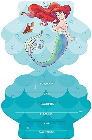 Disney Pozivnice za zabavu Little Mermaid - 8 x 4,5, 8 PCS