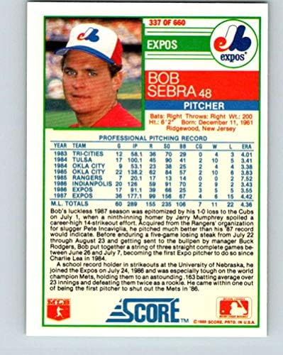 Ocjena 1988. 337 Bob Sebra NM-MT Expos