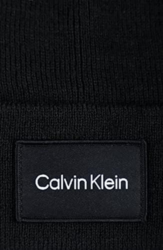 Calvin Klein muški tkani zakrpa Key Beanie, crna