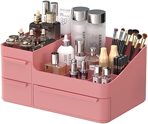 CHANCETSUI ružičasta plastična organizator za šminku, kompaktni držač pravokutnog odjeljka za četke, palete sjenila i zalihe ljepote