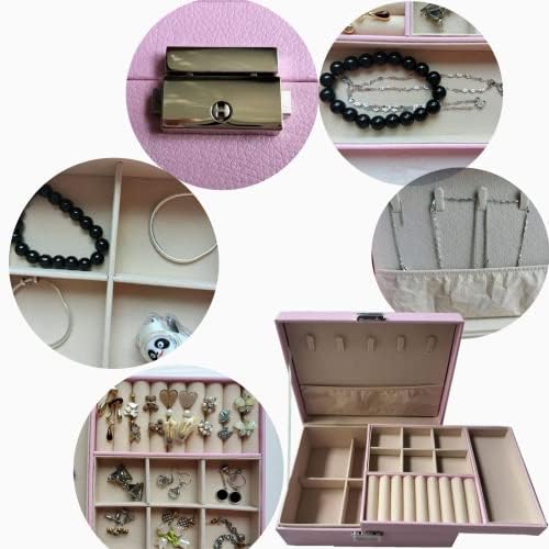 Kutija za nakit HHA & PTJ za žene djevojke, 2 sloja kutija za organizator nakita za putnički nakit, PU kožna futrola za nakit s skladištenjem
