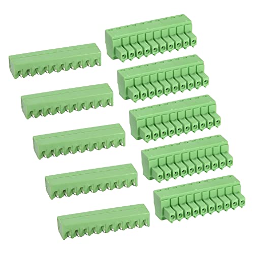 Juvielich 5Pairs 3,81 mm nagib 10p priključak za priključni blok Priključak mužjaka i ženke za PCB plastično zeleno