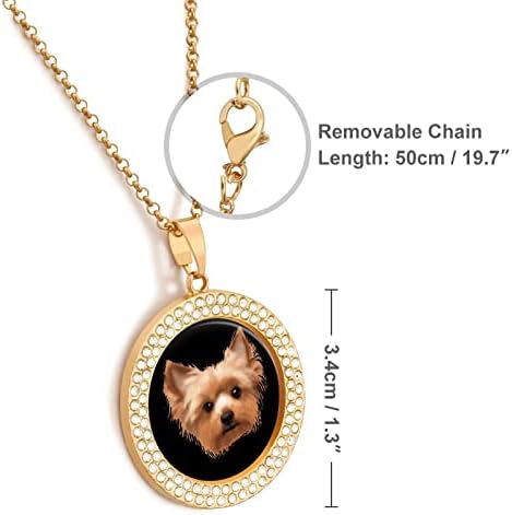 Jorkširski terijer slatka Jorkširska Ogrlica za pse od legure okrugli privjesak jednostavan lanac za rođendanski poklon Zlatni čip