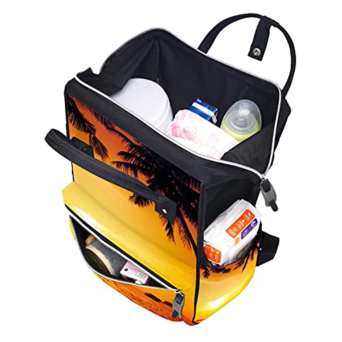 Zalazak sunca s tropskim plam drvećem pelene torbe torbe mame ruksak veliki kapacitet pelena vrećica za njegu putničke torba za njegu