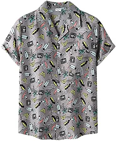 XXVR muške košulje s kratkim rukavima, Ljetni otvor za ovratnik Donji košulja s prednjim džepom prugasta vintage opuštena ležerna vrhova