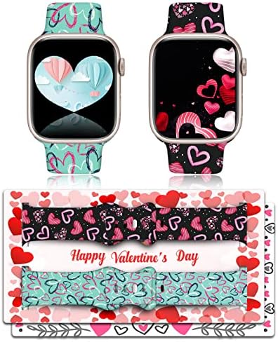 Valentine Day Dan Watch Band 2 Pack s razmjenom kartice 2022 Nadograđeni kompatibilni s Apple Watch Bandom 38 mm 40 mm 41 mm 42 mm