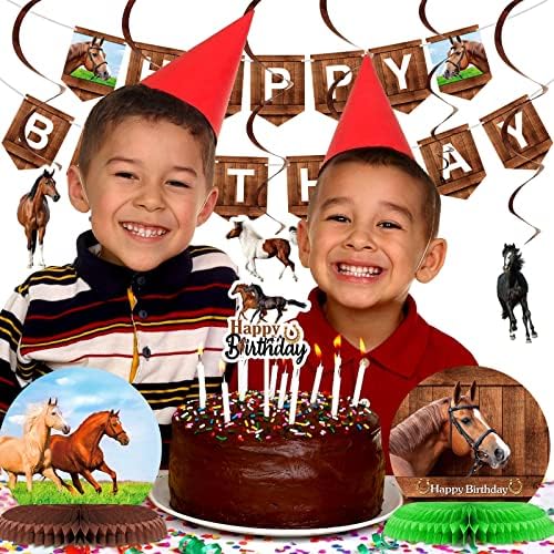 29 komada ukrasi za zabave s konjima rođendanski banneri s konjima viseći kovitlaci viseće čestitke Toperi za kolače središnji dio