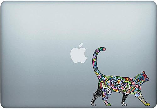 Vesela psihodelična mačka - 5 -inčni naljepnica u boji za MacBooks ili prijenosna računala - ponosno napravljena u SAD -u od ljepljive