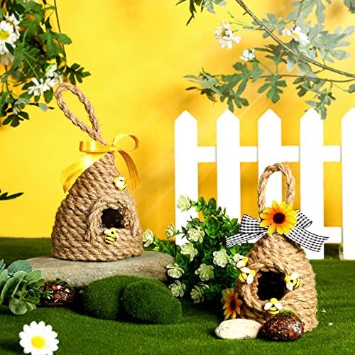 2 komada Mini košnica seoska kuća pčela ljetna slojena ladica dekor seoska kuća seoska kuća dekor kava proljetna polica suncokreta