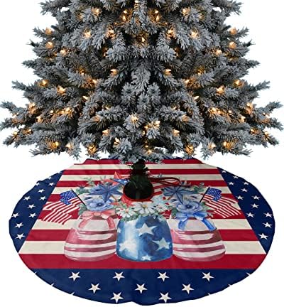 Američka zastava 48 -inčna mekana suknja božićnog drvca - Sretan božićni natpisni ukrasi - Udobna prostirka Xmas Tree za blagdanski