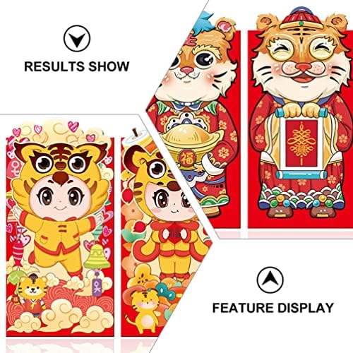 Crvene omotnice za kinesku Novu godinu: 12pcs 2022 Kineska godina tigra, sretni novčani paketi, nositelji kartica za Kineski Proljetni