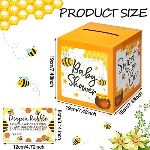 51 komad ulaznica za tombolu s pelenama na temu pčela s kutijom za držanje igara za tuširanje bebe pozivnice za tuširanje za dječake