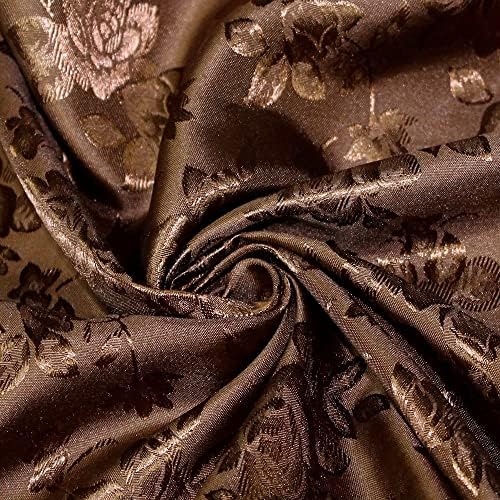 Nove tkanine od tamno smeđeg poliesterskog cvjetnog žakard brokatnog satenskog dvorišta-10004, 5 jardi