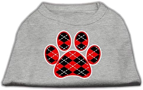 Mirage Pet Products Argyle Paw Red Screen Print majica crna xxxl