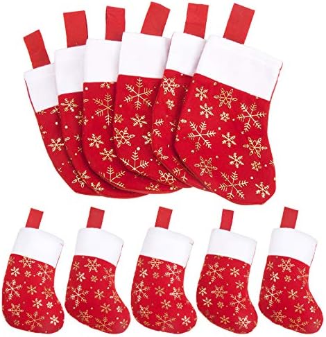 Diyasy božićni mini čarape, 12 PC -a osjetili sjajne čarape za snježne pahuljice za ukras za božićno drvce i sobe ukras i držač poklona