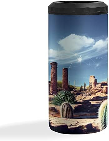 Kaktus pješčana umjetnost izolirana Slim Can Cooler - Canyon Can Cooler - Grafički izolirani vitki hladnjak