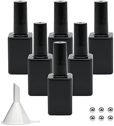 Prazne bočice s lakom za nokte od 15 ml, prazne bočice s gel lakom za nokte, crne, neprozirne četvrtaste staklene bočice za višekratnu