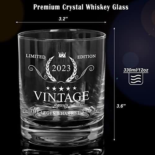HOHY 2023 Pokloni za umirovljenje za muškarce-funny za umirovljenje Pokloni ideja Whiskey Glass Lowball Rocks Barware, 2023 Umirovljeni