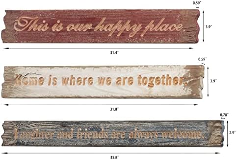 Vanjski dvorišni natpisi set od 3, 36-inčnog drvenog znaka za seosku kuću, viseći inspirativni citati, promjenjivi znak s izrekama,