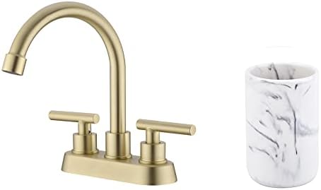 RZOEOX BORMED Zlatna slavina za kupaonicu, 2 ručka slavina za sudoper, 3 rupe 4 inča CENTERSET bez olova moderne komercijalne RV kupaonice